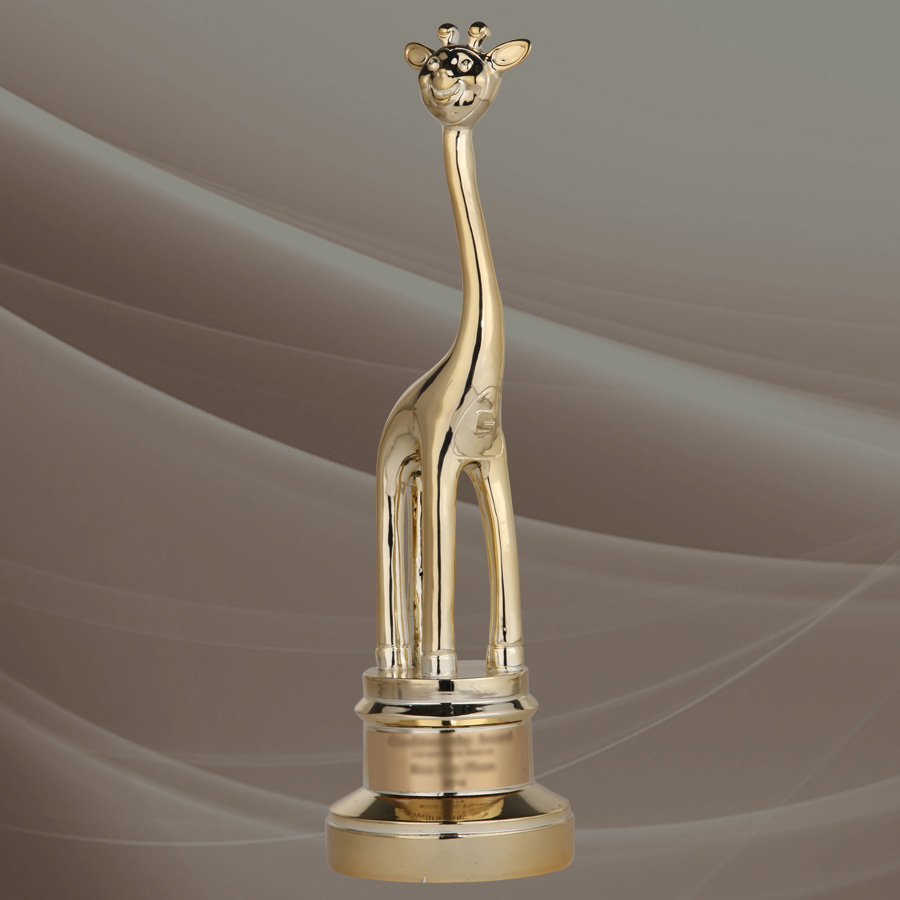 Gold giraffe trophy for corporate awards and employee recognition